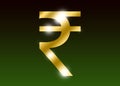 Indian Rupee Symbol in Gold.