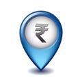 Indian rupee symbol on Mapping Marker vector icon.