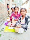 Indian rural village children playing