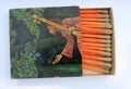 Indian 1970 Old Antique vintage Very rare customised Safety matchbox WIMCO brand with matches on white on Indian traditional music Royalty Free Stock Photo