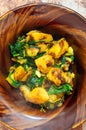Indian saag aloo, potato and greens curry dish