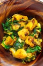 Indian saag aloo, potato and greens curry dish