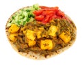 Indian Saag Paneer Meal On A Chapati Flatbread Royalty Free Stock Photo