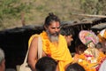 Indian Holy guru leads procession of faithful Royalty Free Stock Photo