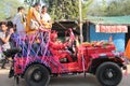 Indian Holy guru leads procession of faithful Royalty Free Stock Photo