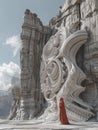 an indian saint standing on hindu temple
