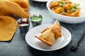 Indian samosas with vegetable filling Royalty Free Stock Photo