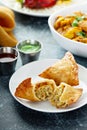 Indian samosas with vegetable filling Royalty Free Stock Photo