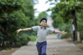 Indian School boy running at playground Royalty Free Stock Photo