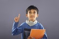 Indian School Boy with Textbook Royalty Free Stock Photo