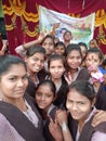 Indian School girls enjoy the gathering Royalty Free Stock Photo