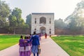 Indian school girls near the Humayun`s Tomb entrance, New Delhi, India