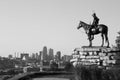 Indian Scout Statue in Kansas city black and white