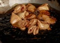 Indian shef fries a samosa at street of kolkata Royalty Free Stock Photo