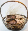 Indian shoe king wicker brown basket Royalty Free Stock Photo