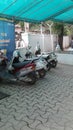 Parking of motorcycle with Indian showroom