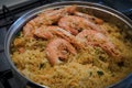 Indian shrimp biriani. Rice with prawns and spices Royalty Free Stock Photo