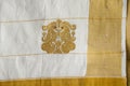 Indian silk sari, handmade white Kerala Sari