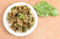 Indian Snack Palak Pakoda and Spinach Leaf Royalty Free Stock Photo