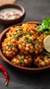 Indian snack perfection Sabudana wada served with a delectable chutney