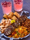 Vegan party snacks with drinks