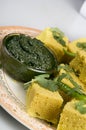 Indian Snacks Dhokla with green chutney Royalty Free Stock Photo