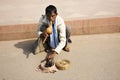 Indian snakes charmer play and cobra snake charming show on the streets for indian people and foreign travelers at india Gate Royalty Free Stock Photo