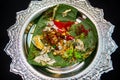 indian sona paan masala on betel leaf top view