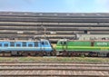 Indian south eastern railway& x27;s random train engines display on a railway car shade at Tatanagar Junction, Jharkhand Royalty Free Stock Photo