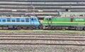 Indian south eastern railway& x27;s random train engines display on a railway car shade at Tatanagar Junction, Jharkhand