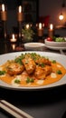 Indian famous cuisine: butter chicken on a fine dining table