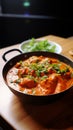 Indian famous cuisine: butter chicken on a fine dining table