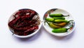 indian spice green chili red chili isolated on white background Royalty Free Stock Photo