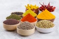 Indian Spices Collection on Vintage Background Royalty Free Stock Photo