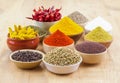 Indian Spices Collection on Vintage Background Royalty Free Stock Photo
