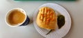 Indian spicy dish with tea food pav bhaji eat hot copy space