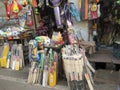Indian sports market with cricket bats