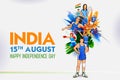 Indian sportsperson from different field victory in championship on tricolor India background Royalty Free Stock Photo