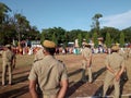 Indian police personnel and other staffs sung patriotic song to covid-19 fighter