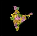 Indian states name written in Twelve Indian Scripts languages in state`s map shape. Concept is showing variation of Indian