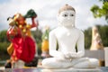 Indian statues on the background of the lake in Mauritius. Grand Bassin. Royalty Free Stock Photo