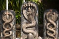 Indian statues on the background of the lake in Mauritius. Grand Bassin. Royalty Free Stock Photo