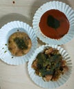 Indian street food kachori with lal chatni