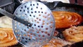 Indian street food-making of Jilebi or jalebi ,a popular sweet