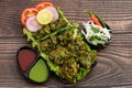 Indian Street Food Palak Pakoda Bhajji Chat Or Paalak Pakora Bajji Bhajiya Rich In Fiber Vitamin Mineral And Protein Is Made Of