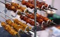 Indian street food vendor making mutton or non vegetarian kababs Royalty Free Stock Photo