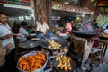 Indian street food vendors near the holy Ganges river. Royalty Free Stock Photo