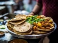 Indian street foods- whole wheat chapati or chapathi.Generative AI Royalty Free Stock Photo