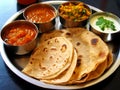 Indian street foods- whole wheat chapati or chapathi.Generative AI Royalty Free Stock Photo