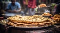 Indian street foods- whole wheat chapati or chapathi with vegetable curry, generative ai Royalty Free Stock Photo
